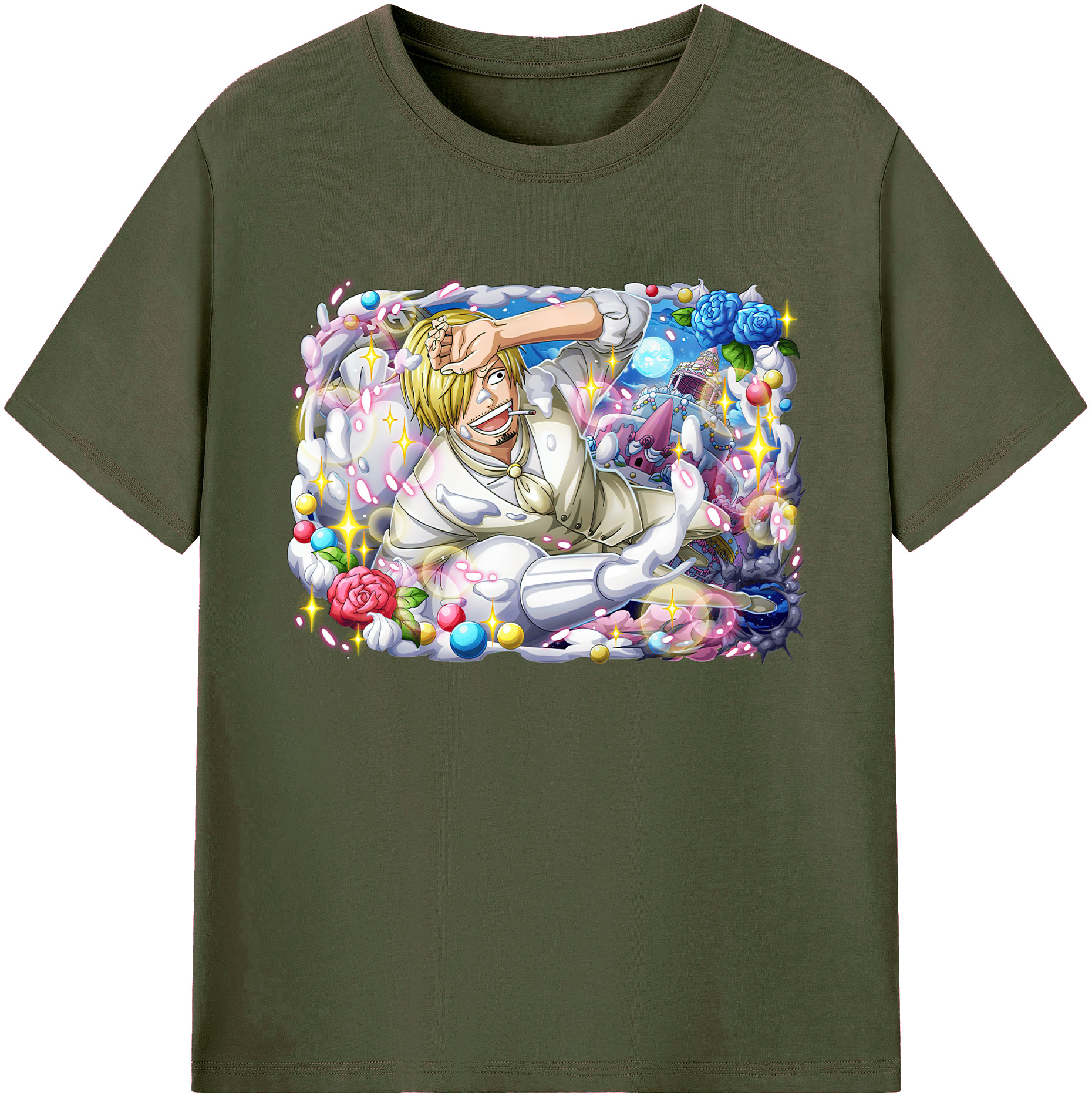 （画像用） ワンピース サンジ ONE PIECE Sanji 綿100％ メンズ半袖Tシャツ｜肌触りやわらか＆通気性